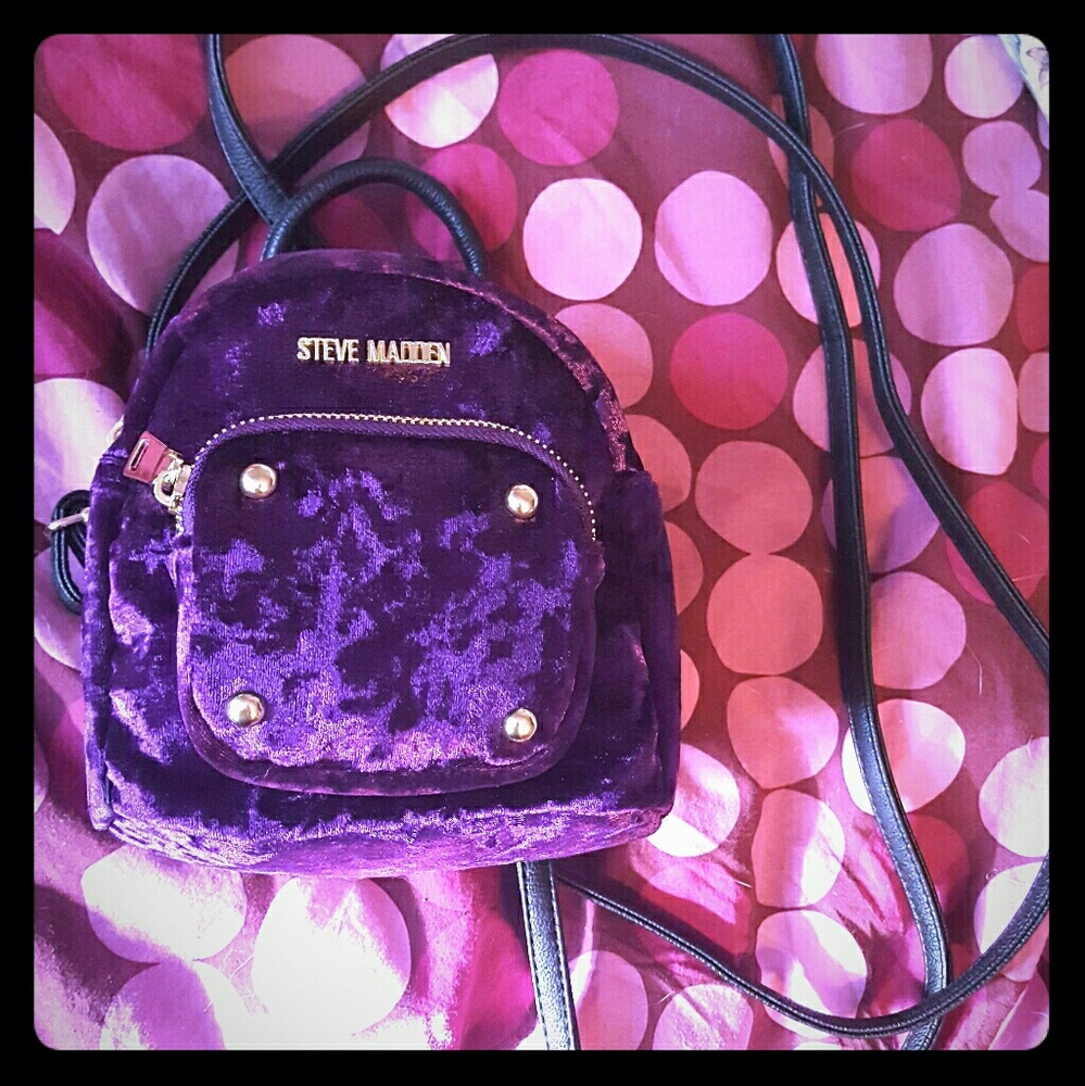 Steve Madden velvet mini backpack purse NWOT